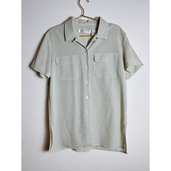 Chaus Tops - Chaus Striped Blue White Buttondown Short Sleeve